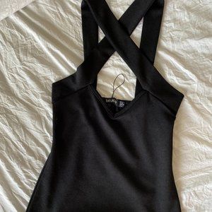 Boohoo Black Cross Top